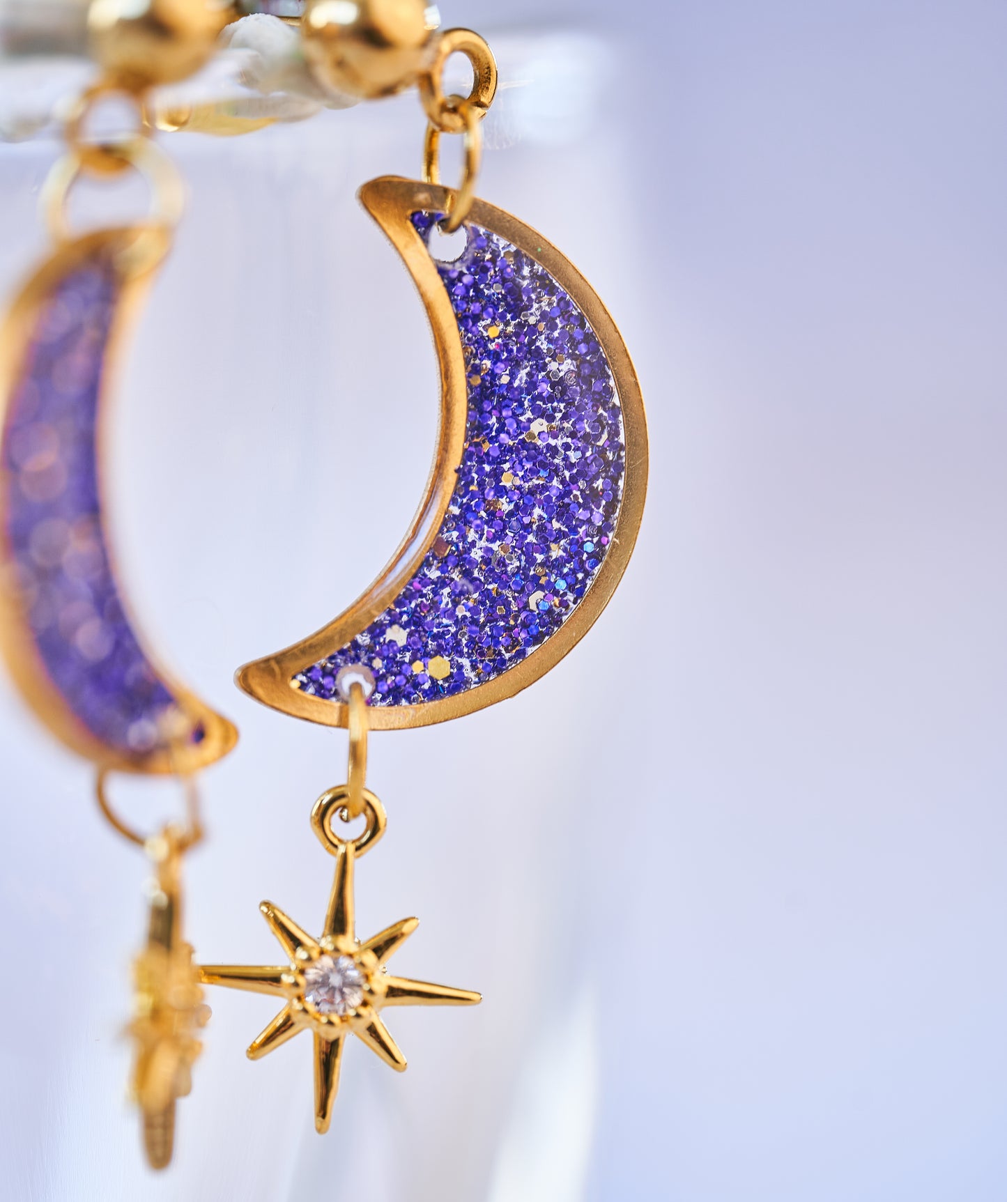 Stainless Steel Moon Star Earrings – Hypoallergenic Resin Earrings
