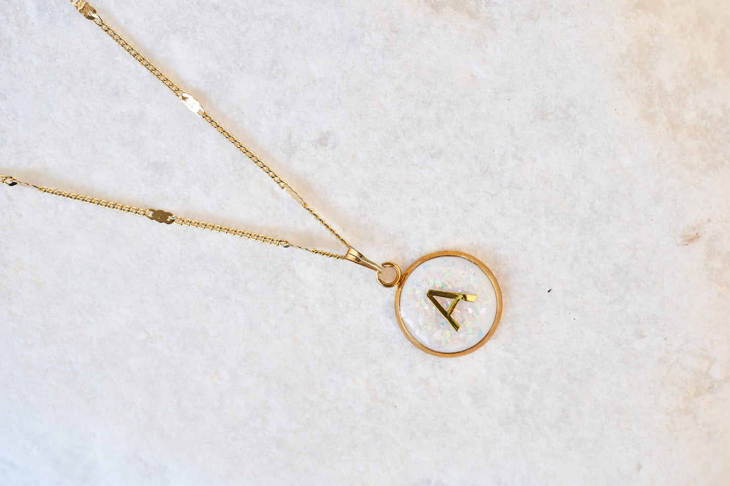 Opal Initial Necklace
