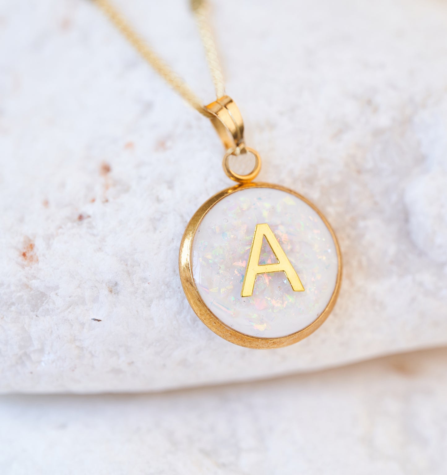 Opal Initial Necklace