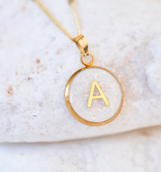 Opal Initial Necklace