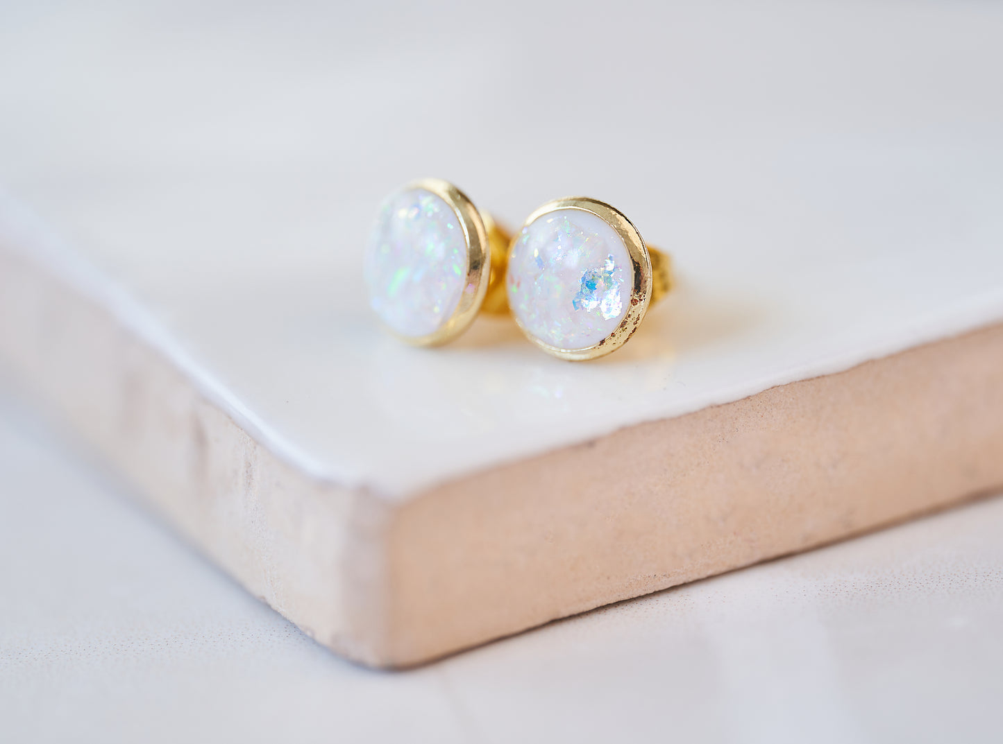 Opal Stud Earrings - Hypoallergenic