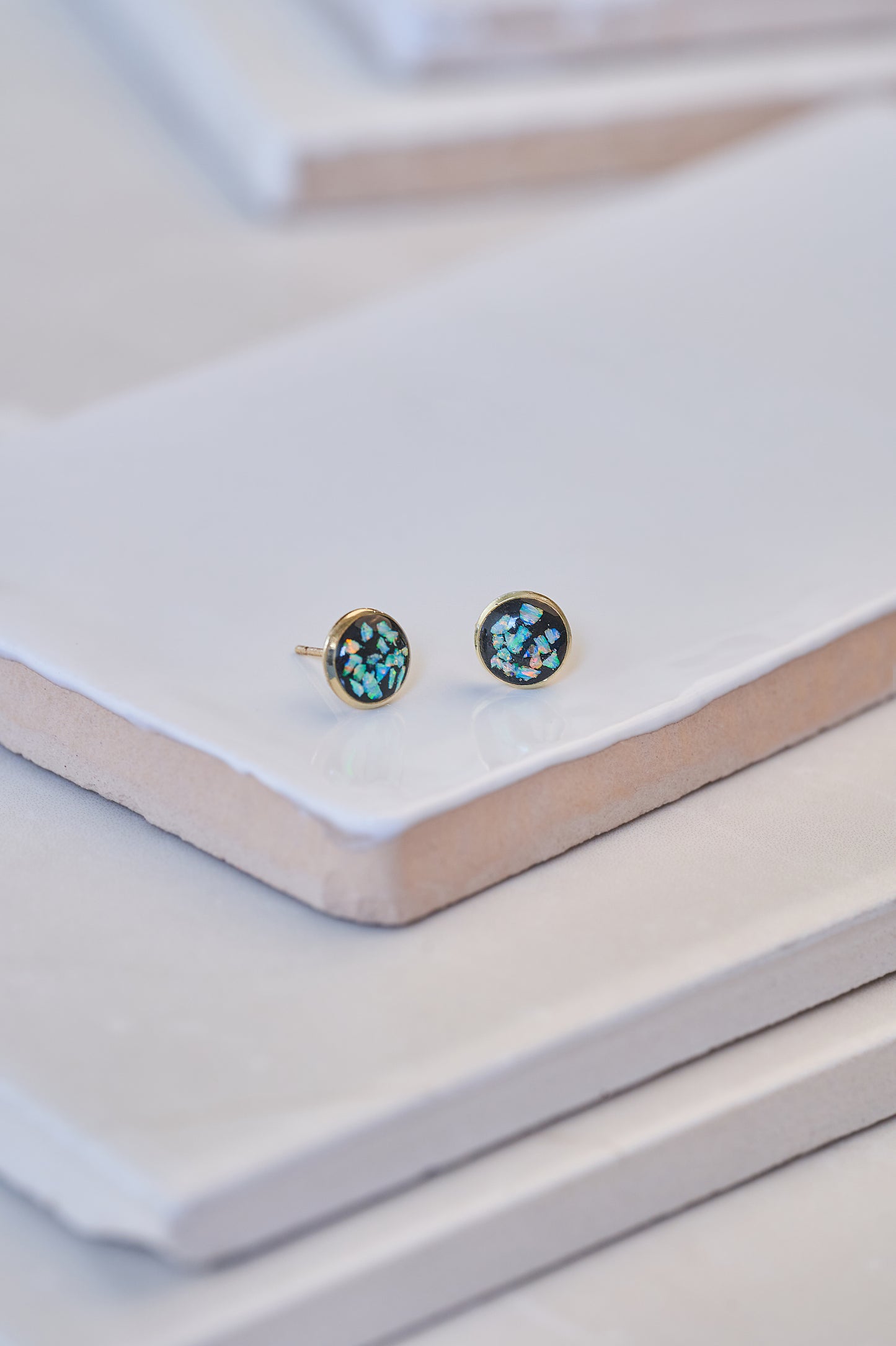 Opal Stud Earrings - Hypoallergenic