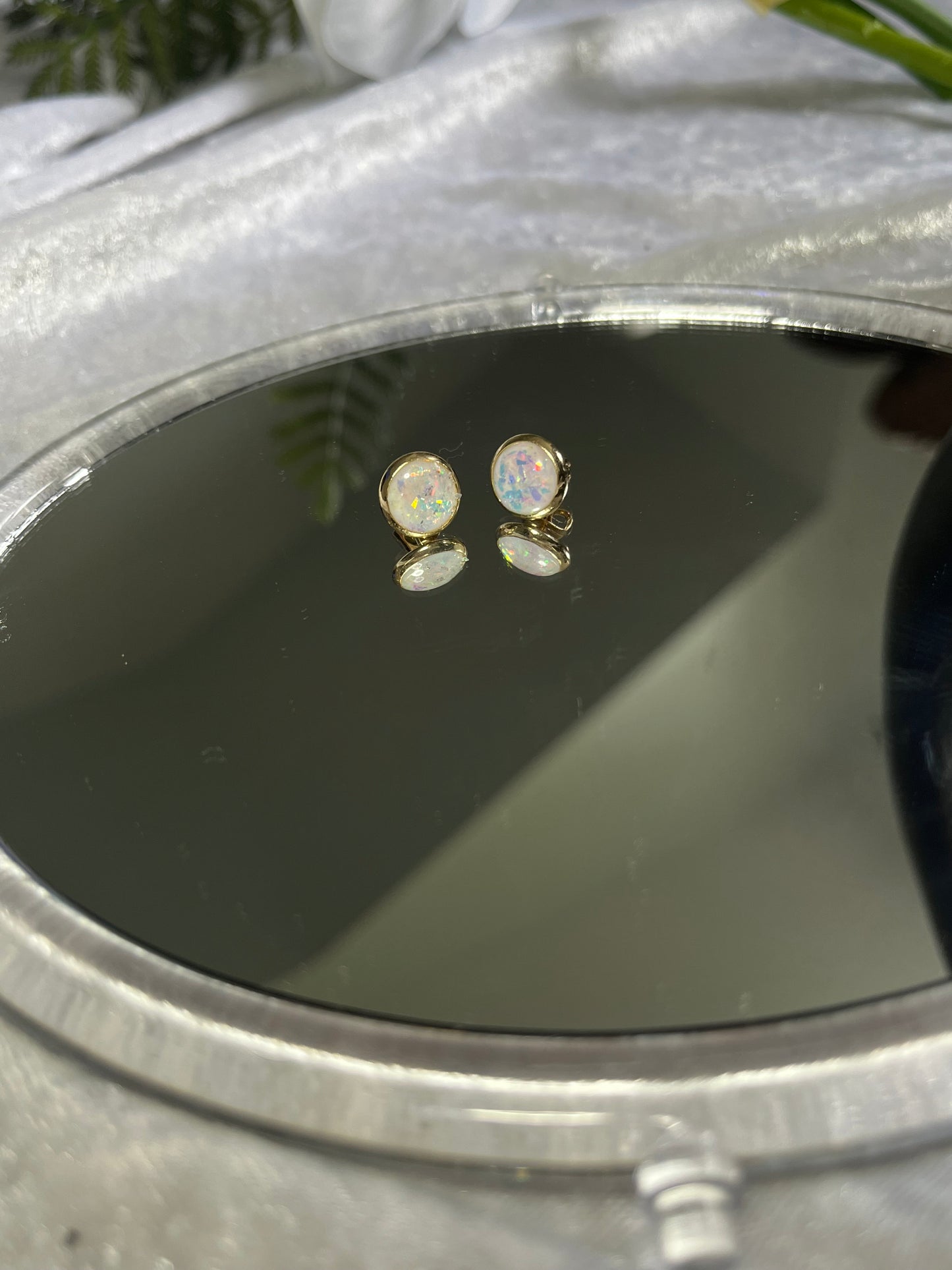 Opal Stud Earrings - Hypoallergenic