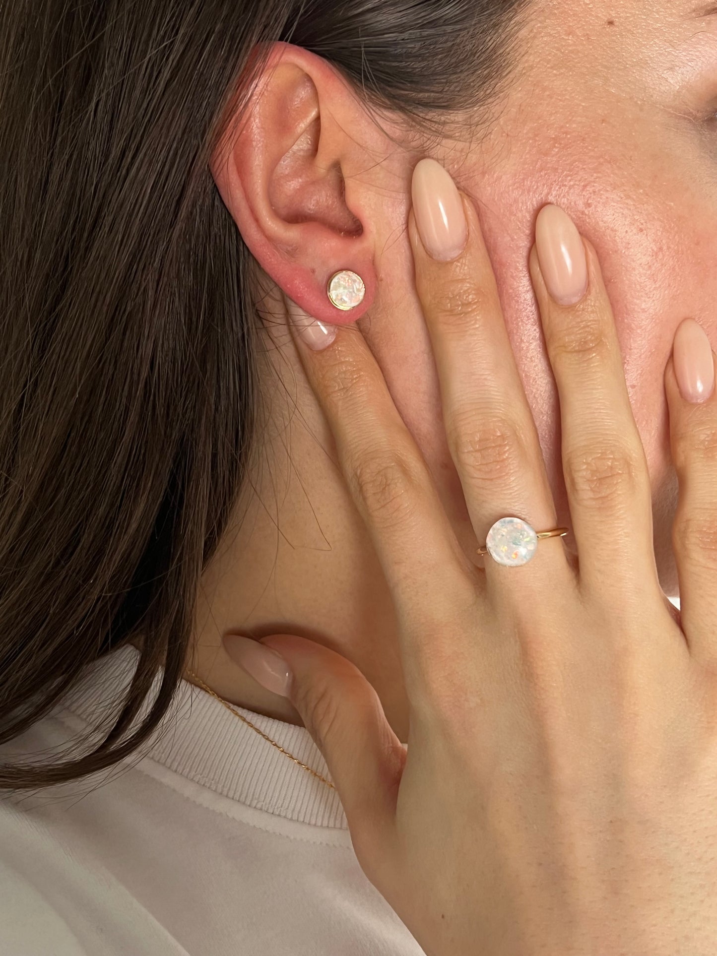 Opal Stud Earrings - Hypoallergenic