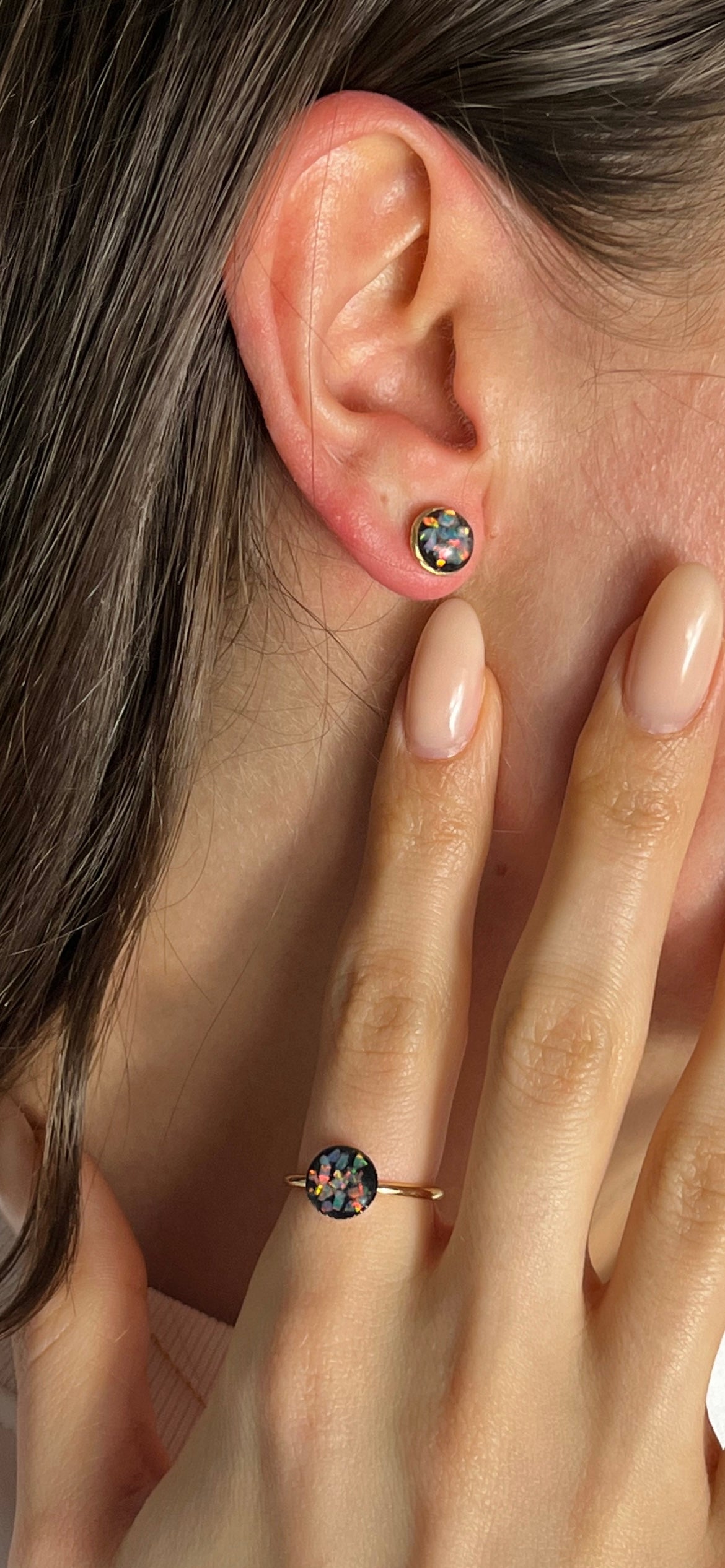 Opal Stud Earrings - Hypoallergenic
