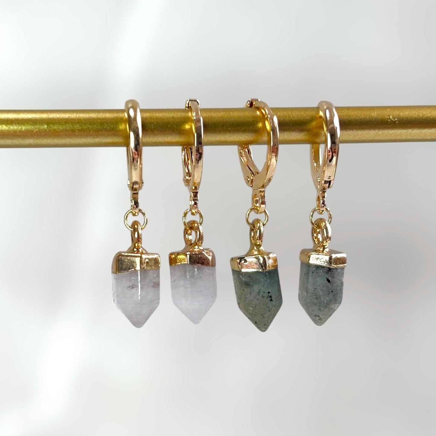 Gold Plated Huggie Hoop Crystal Earrings, Huggie Earrings Hypoallergenic