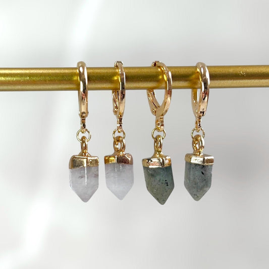 Gold Plated Huggie Hoop Crystal Earrings, Huggie Earrings Hypoallergenic