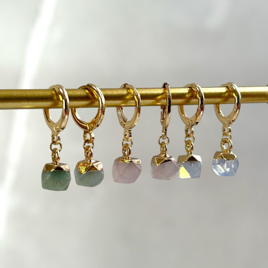 Gold Plated Huggie Hoop Crystal Earrings, Huggie Earrings Hypoallergenic